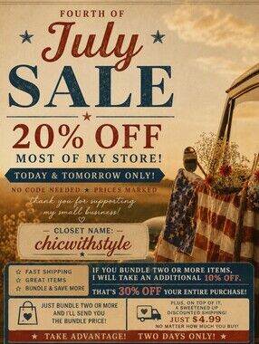 ☆●☆4TH OF JULY SALE 20%  ENTIRE SHOP +30%off BUNDLE ● Today/tomorrow☆●☆